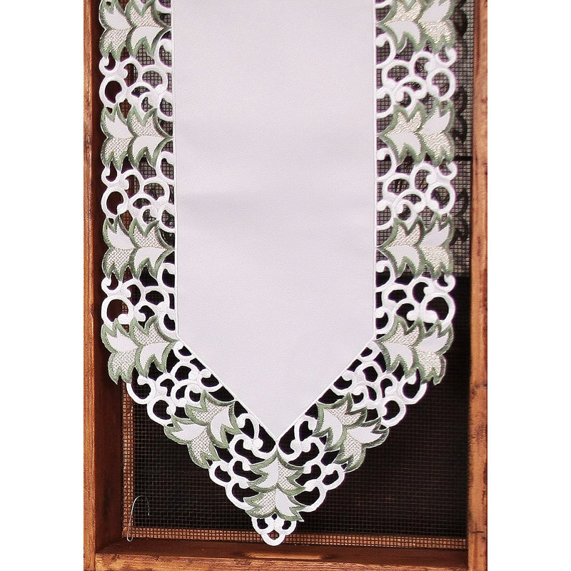 Multi-Colored Embroidered Cutwork Holiday Table Runner, 48" x 12"