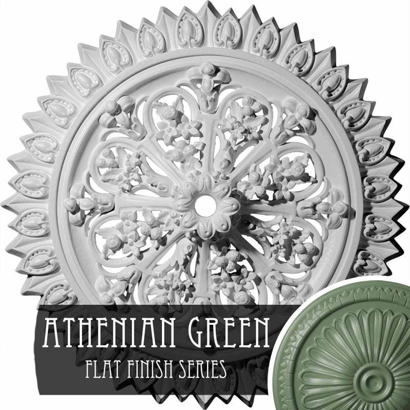 Médaillon de plafond Endurathane Lariah, 24 3/4 po de diamètre extérieur 1 3/8 po x P 3 1/4 po (convient aux auvents jusqu'à 1 3/8 po), fini vert athénien peint à la main