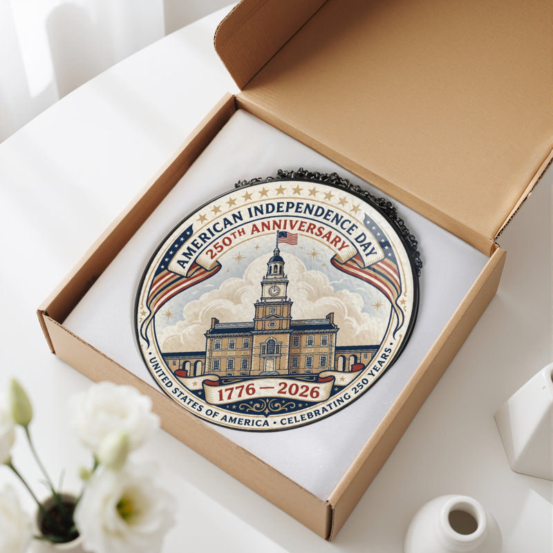 Panneau de fenêtre en verre pour décoration intérieure American Independance USA 250th Anniversary - H 12 po, H 12 po