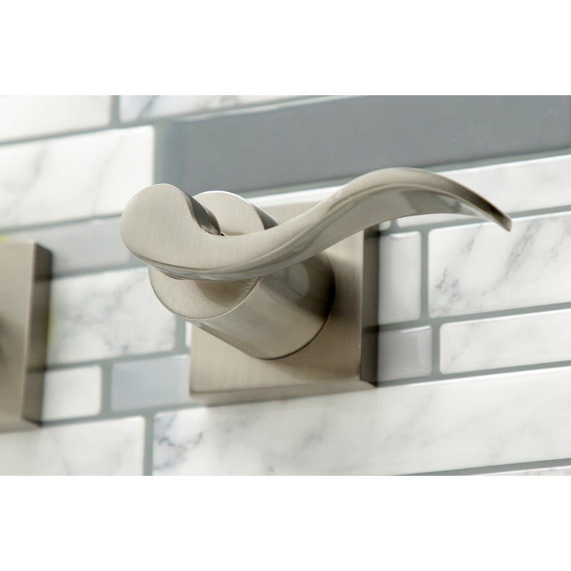 Kingston Brass NuWave Two-Handle 3-Hole Wall Mount Roman Tub Faucet, Brushed Nickel