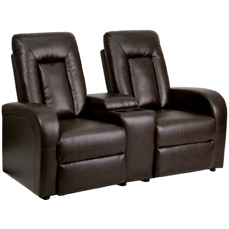 Causeuse de cinéma maison (rangée de 2), Similicuir brun