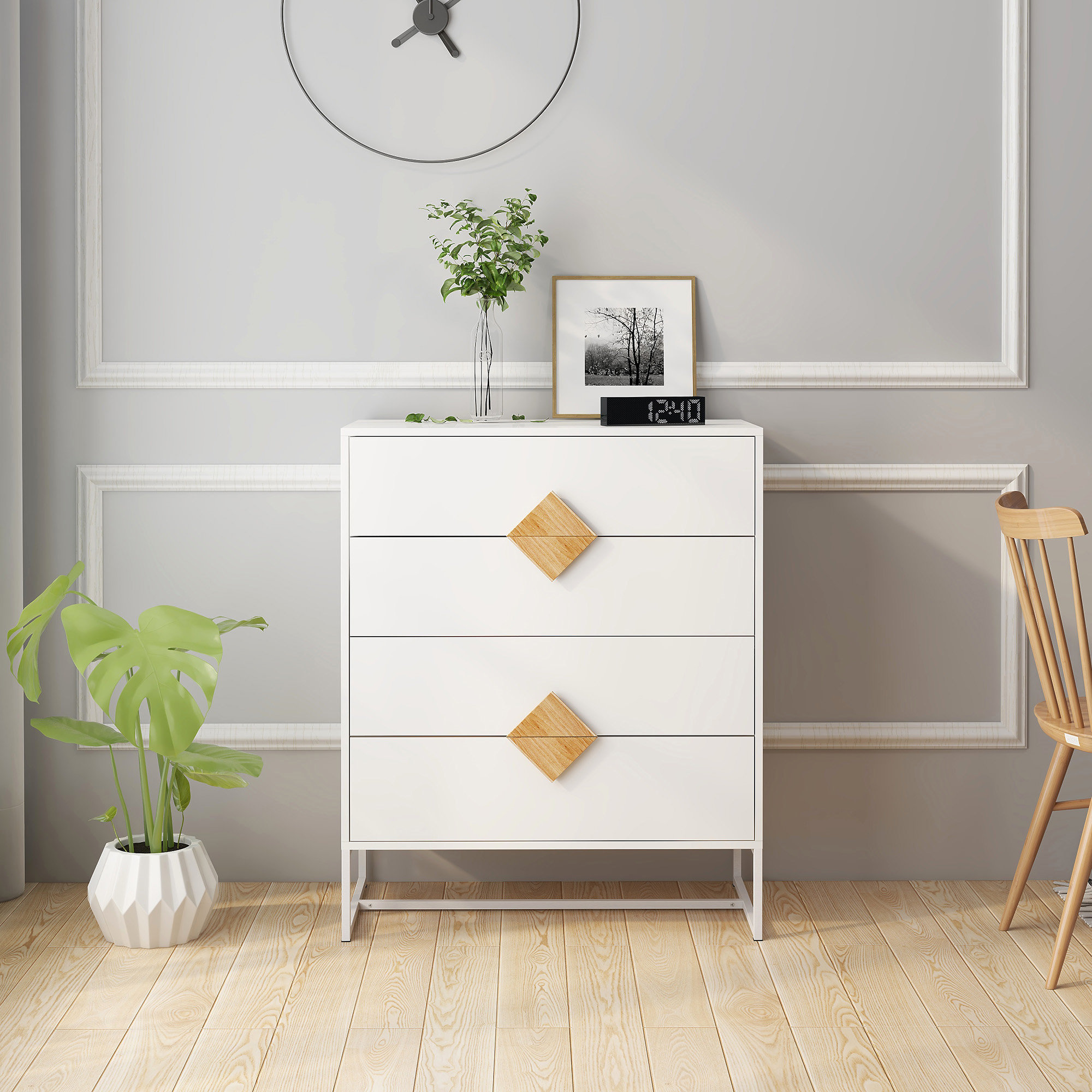 Ophelia & Co. Solid Wood Special Shape Square Handle Design With 4 ...