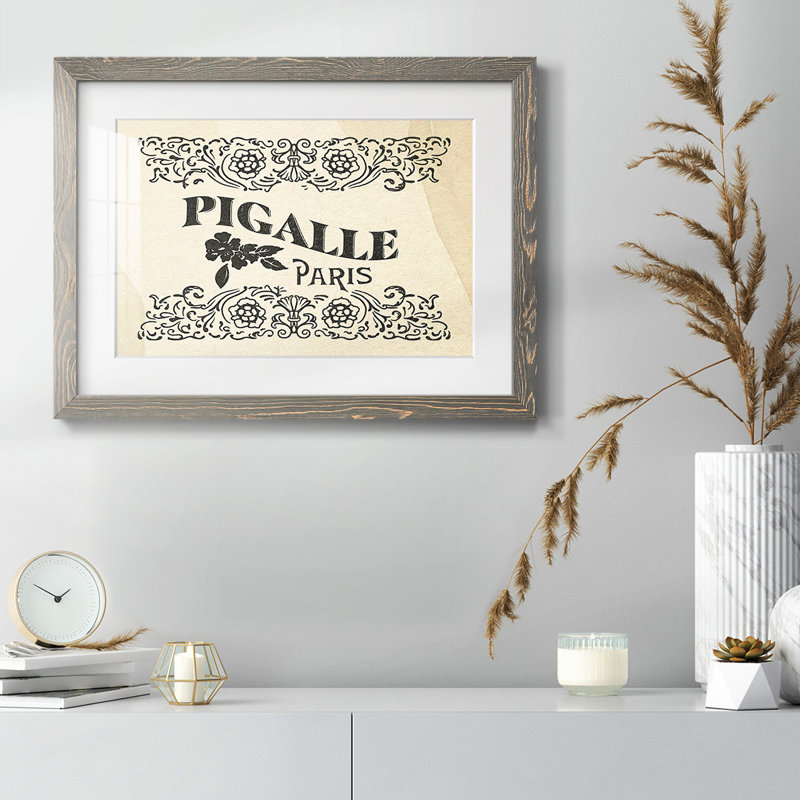 Étiquette française antique III, Encadré gris, H 18 po x l 26 po x P 1,5 po