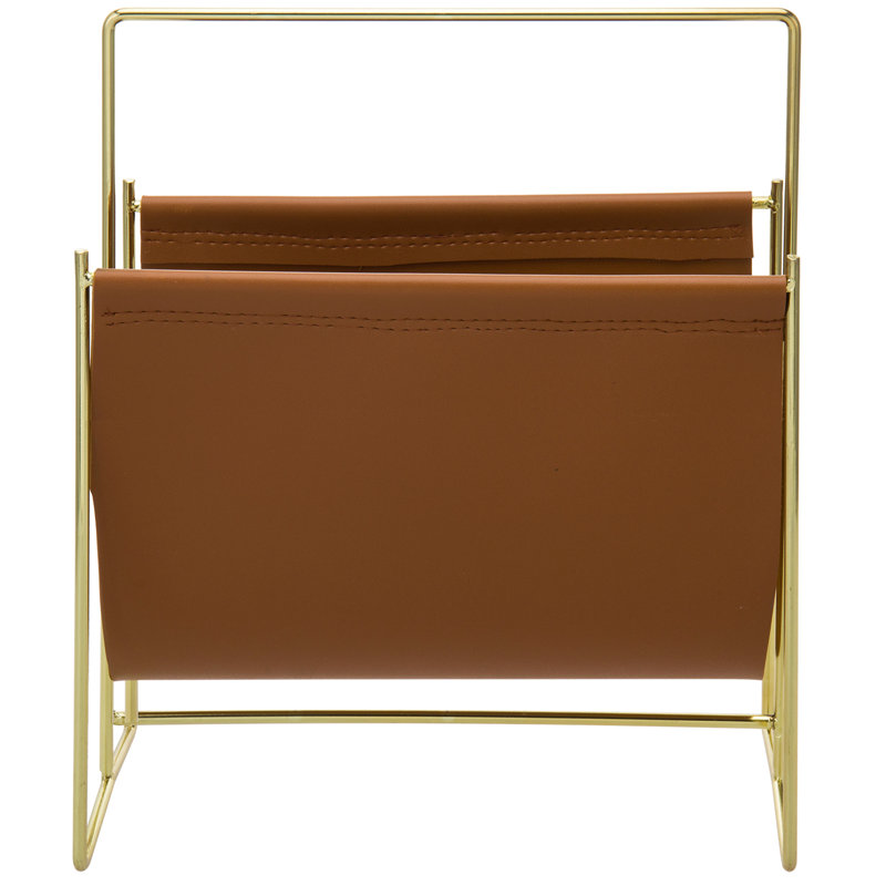 Free Standing Magazine Rack, Gold/Brown