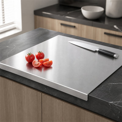 Planche à découper de comptoir de cuisine en acier inoxydable, tapis de pétrissage multi-usages, planche à découper en acier inoxydable antidérapante pour la viande, les légumes et les fruits