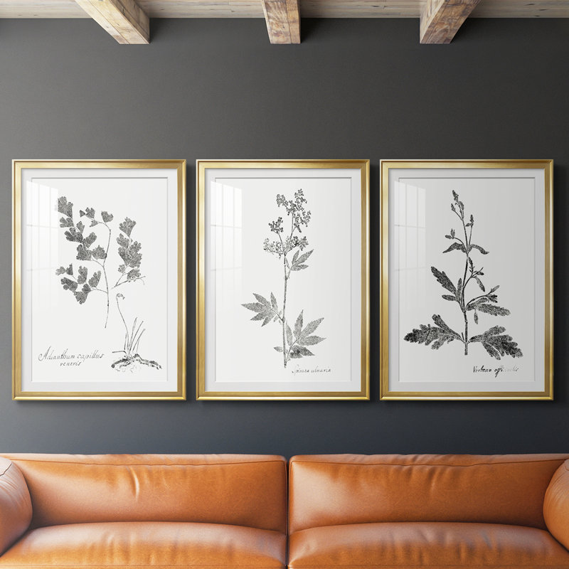 Botanical Imprint I - Impression personnalisée de qualité supérieure avec cadre mat - 3 pièces