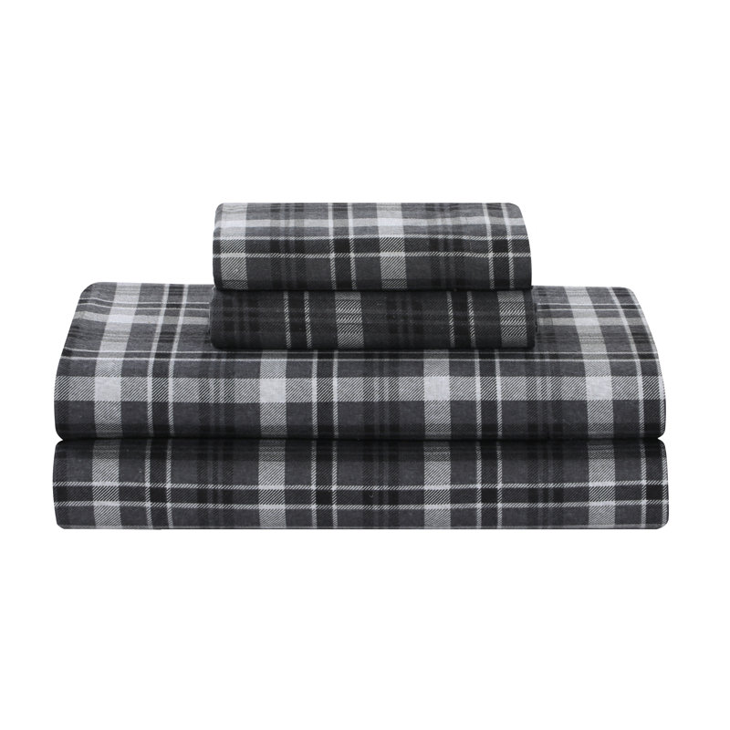 Flannel Sheets Set Double Brushed, Queen Sheet Set + Fitted Sheet + 2 Pillowcases, Red Deer