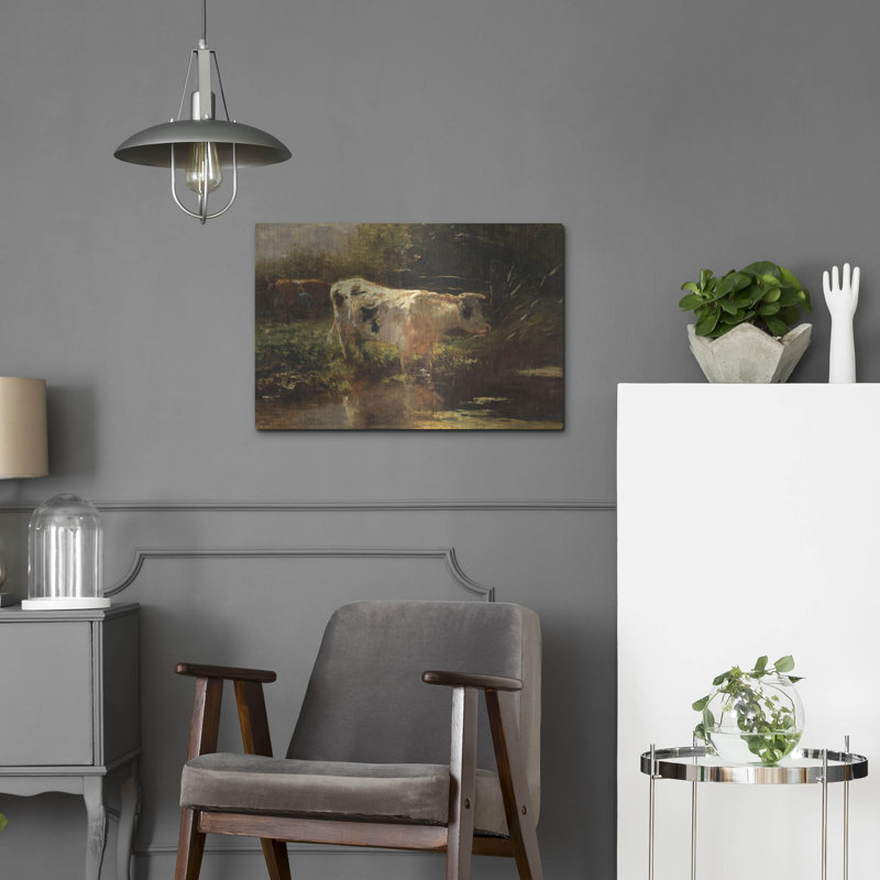 «Cow Beside A Ditch» par willem maris, H 16 po x l 24 po