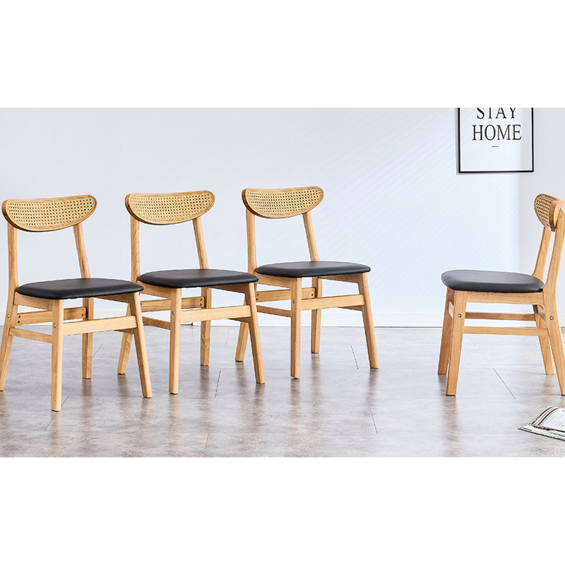 Chaise de salle à manger en bois massif d'unité centrale - 4 ou plus pour la maison, le bureau, le restaurant avec coussin, 4