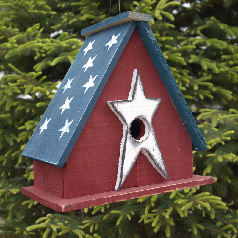Maison d'oiseaux suspendue Ticonderoga avec étoiles - toit en bois