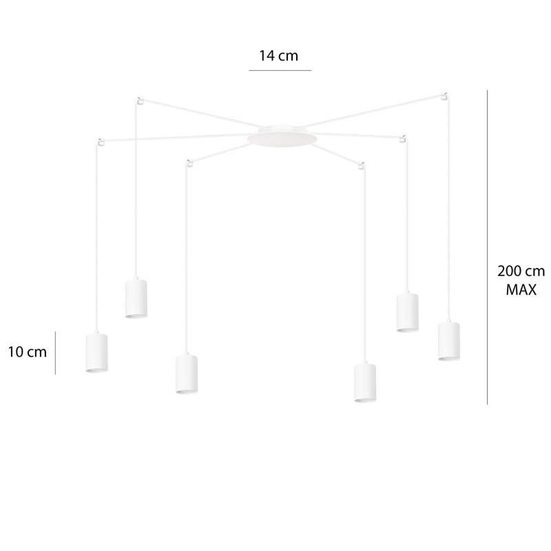 Cadha 6 - Light Cluster Pendant, White, White