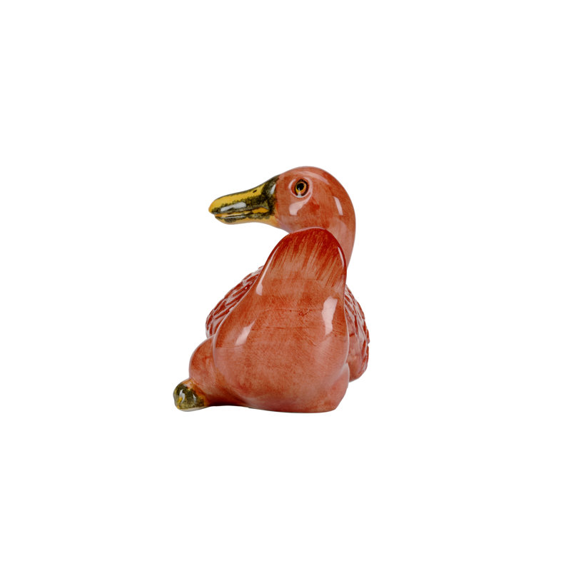 Duck Orange/Yellow Glaze Figurine