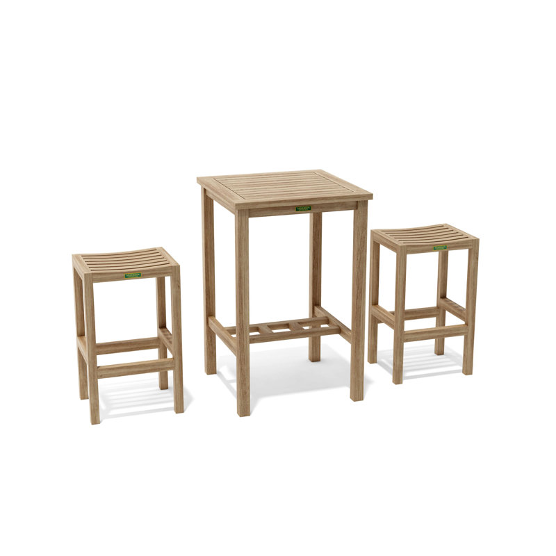 Ensemble repas en bois de teck avec table carrée Avalon, (No Cushion), 2