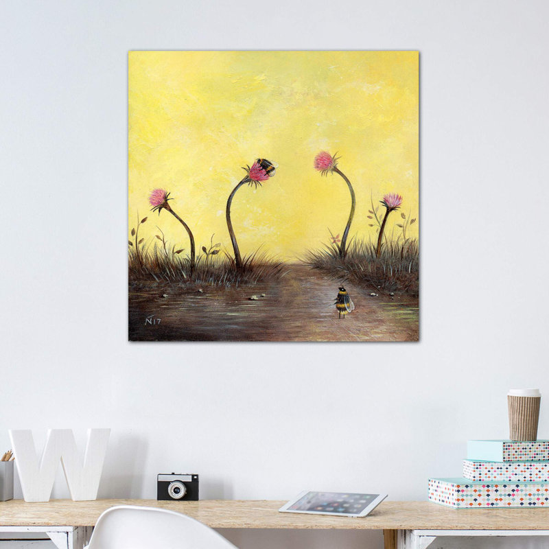Parmi les chardons par Neil Thompson - impression d'art graphique, H 37 po x l 37 po x P 1,5 po, Toile tendue