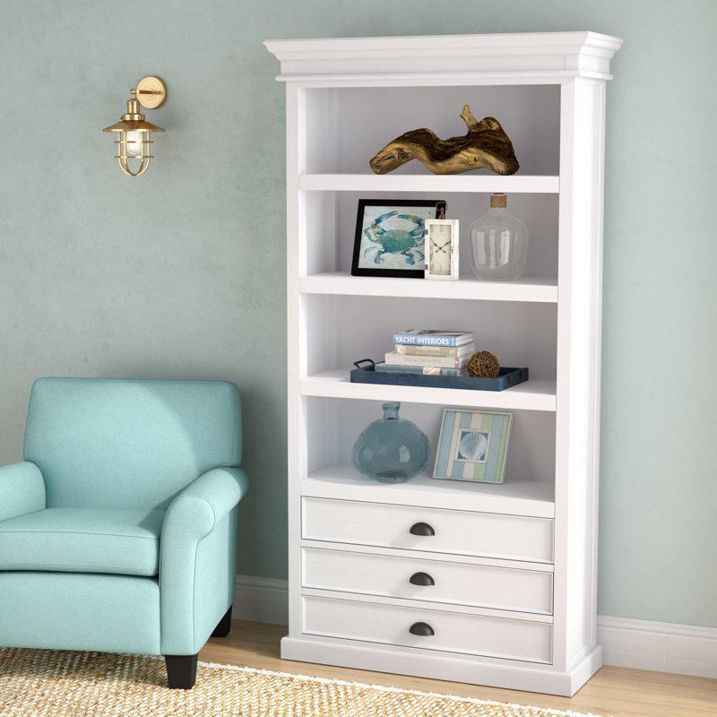 Bibliothèque standard Guildford en bois massif, 190 cm (H) x 100 cm (L), Blanc pur