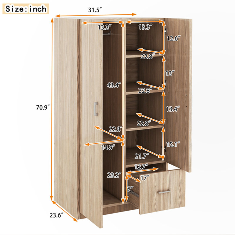 Armoire décorative, Bois naturel