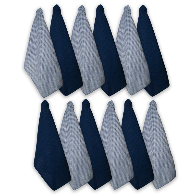 Navy Blue and White Recycled Cotton Kitchen Towel Set