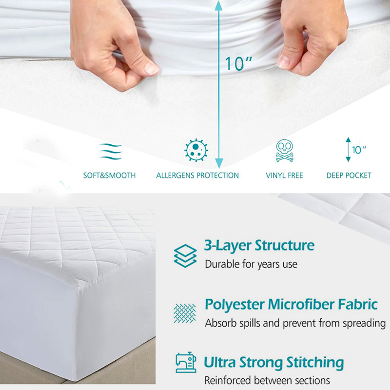 Biu Fitted Mattress Protector Case Pack, Double