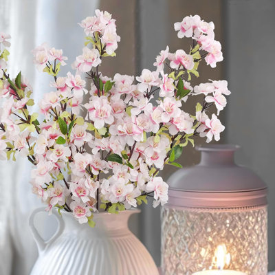 Bouquet de fleurs de cerisier artificiel à 6 tiges, fleurs de cerisier en vrac à longue tige de 27,6 pouces, fleurs décoratives pour fêtes, décoration de vase de remplissage