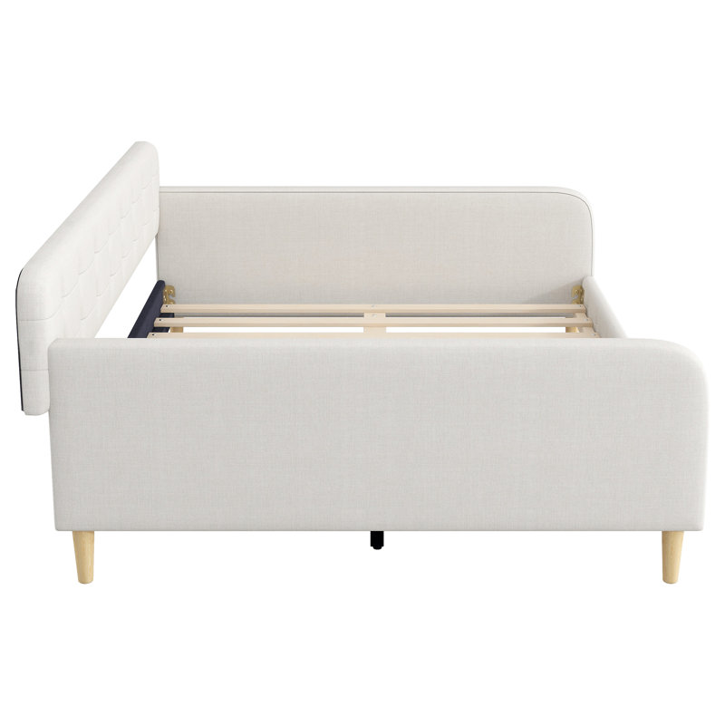 Upholstered Daybed with 4 Support Legs, Beige, Queen