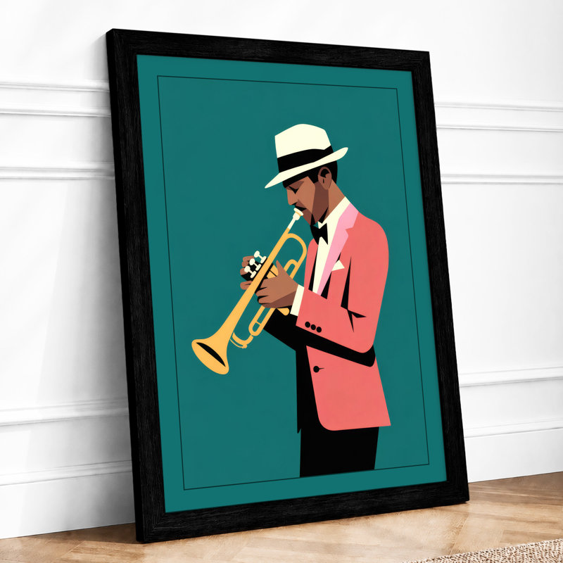 Trumpet Player Modern - Framed Print, A1 - 84.1 x 59.4 cm, Black