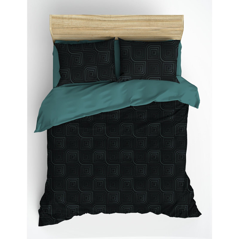Luxury Ranforce King Quilt Cover Set, Petrol Blue, 94.5 x 86.6 inches | 100% Cotton, Reactive Printing, Machine Washable, 145 Thread Count | Includes 2 Pillowcases (23.6 x 23.6 inches) | Elegant Design for Cozy Bedrooms
