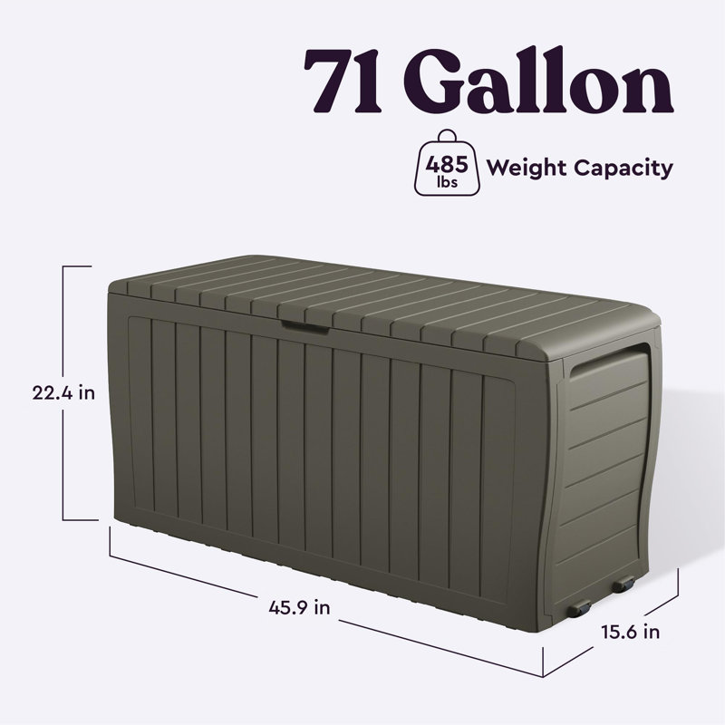 71 Gallon Resin Outdoor Storage Box, Mossy Brown