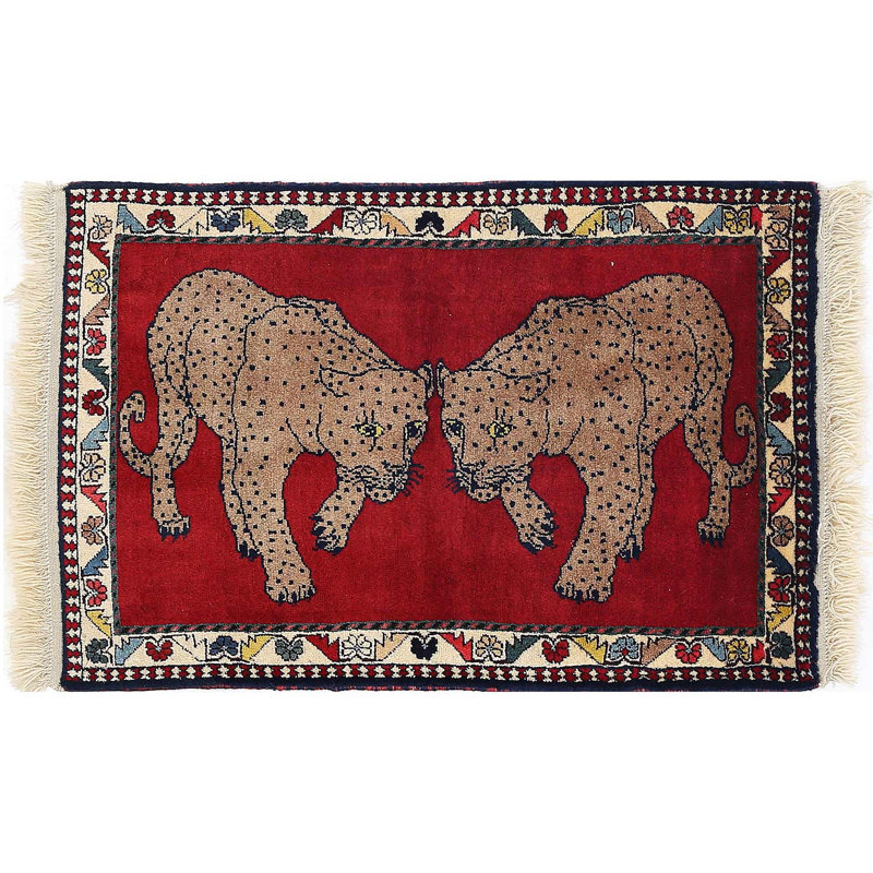 Fine Hand Knotted Cheetah Persian Shiraz Rug 2' X 3'2''