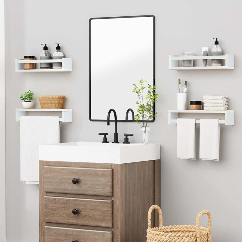 Floating Nursery Shelves Set Of 4 – White Wood Wall Storage For Kids Room Or Toys