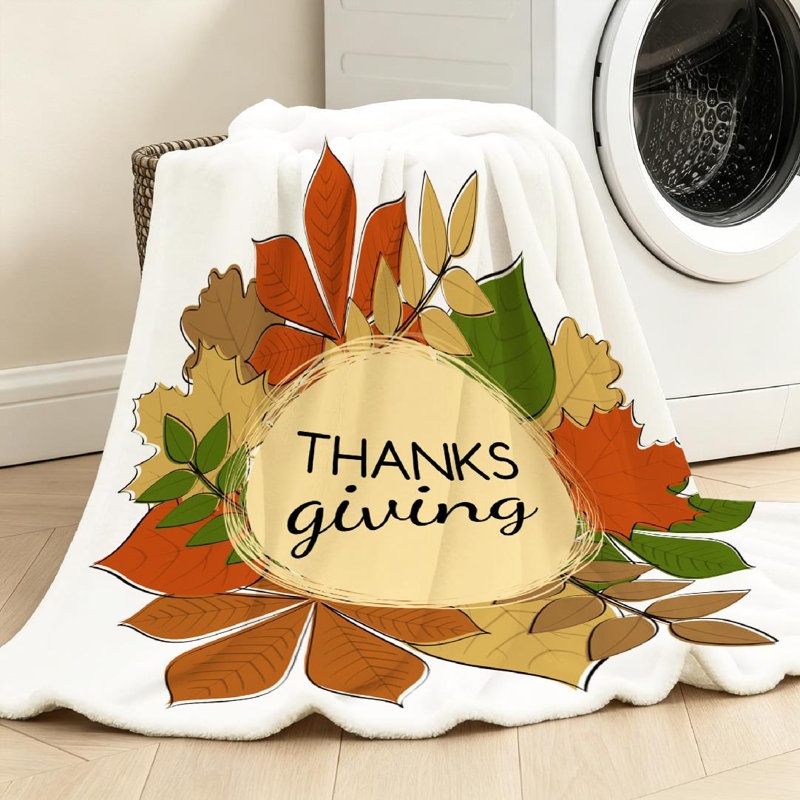 Jeté en molleton orange ultra doux, impression d'un seul côté Happy Thanksgiving Day, Jeté 40 po x 50 po