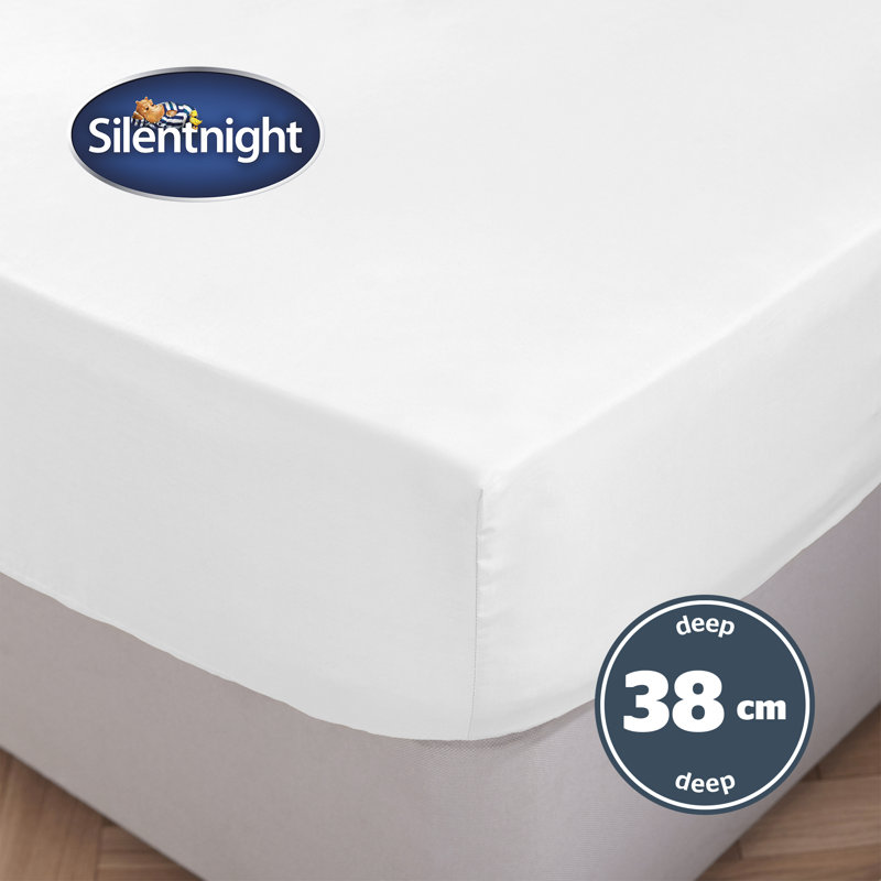 Silentnight Pure Cotton 40Cm Extra Deep Fitted Sheet, Super Kingsize, White