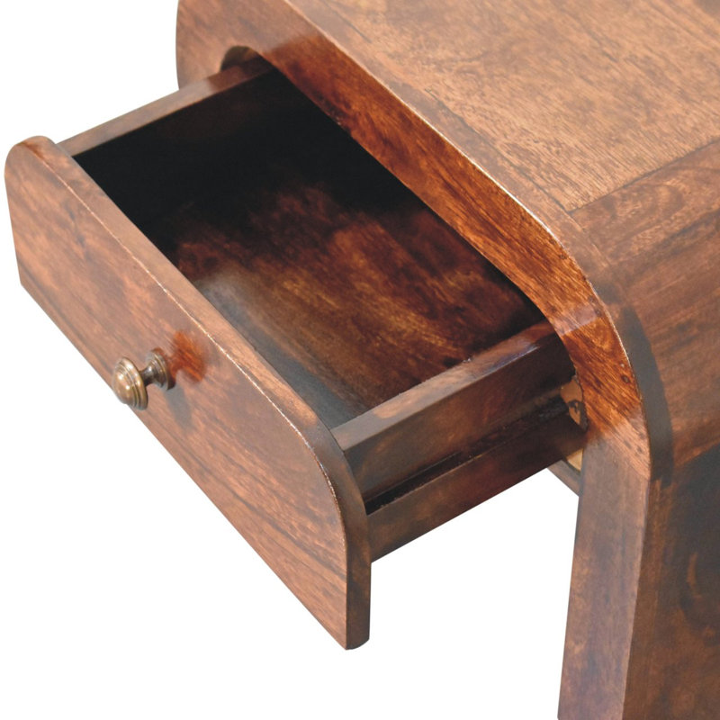 16" Walnut Solid Wood One Drawer Nightstand