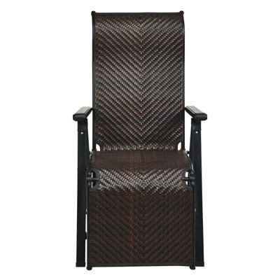 Angle Adjustable PE Rattan Wicker Foldable Lounge Recliner by Arlmont & Co.