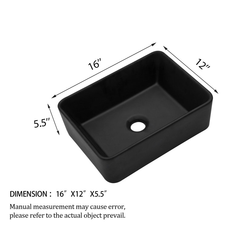 PLUSTEEL 12'' Ceramic Rectangular Bathroom Sink