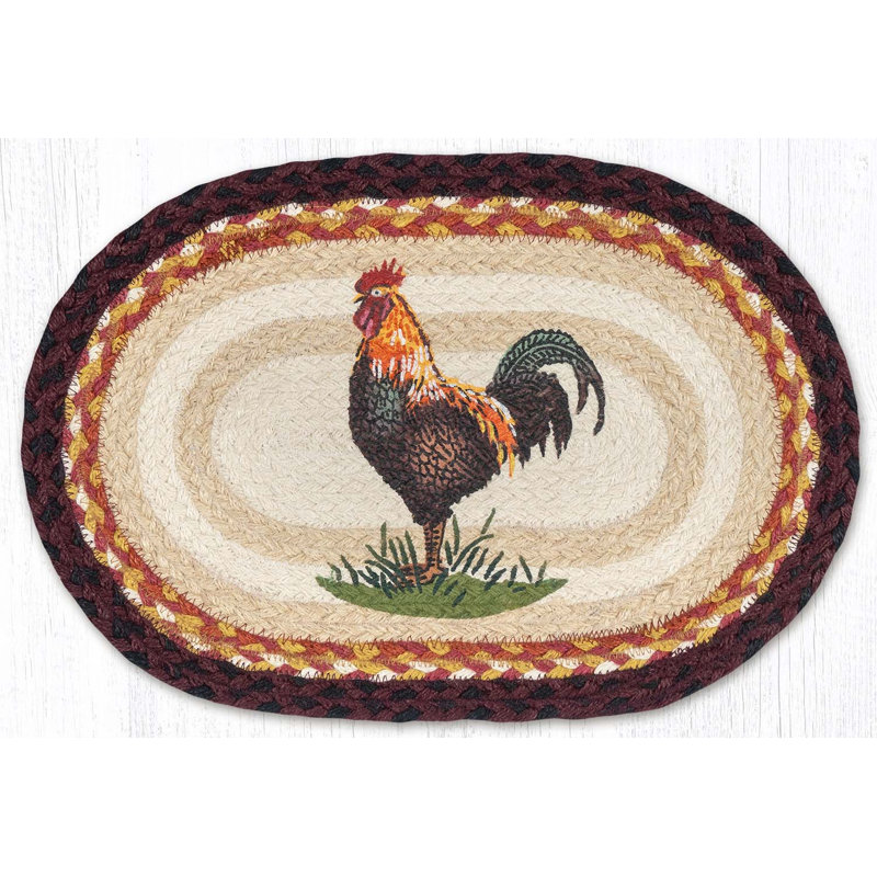  Country Style Oval Placemat – Rustic Rooster Design 13"x19"