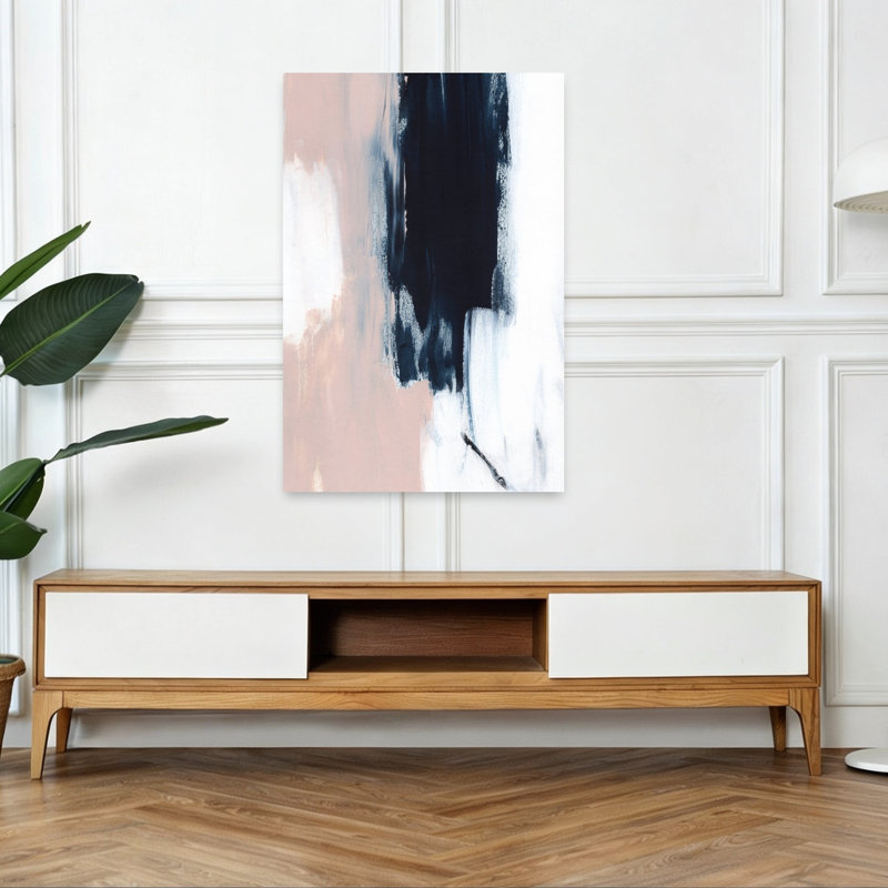 Abstrait bleu marine abstrait, reproduction d'art contemporain minimaliste, 48" H x 32" W