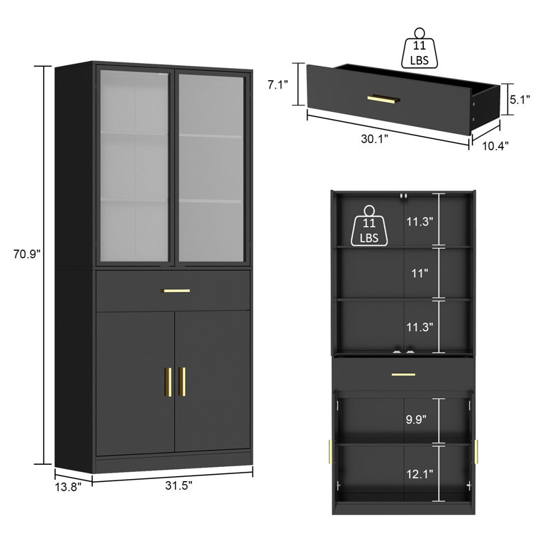 Lark Manor Ahaziah Armoire 76.5 Tall 4-Door 1-Drawer Kitchen Pantry &  Reviews