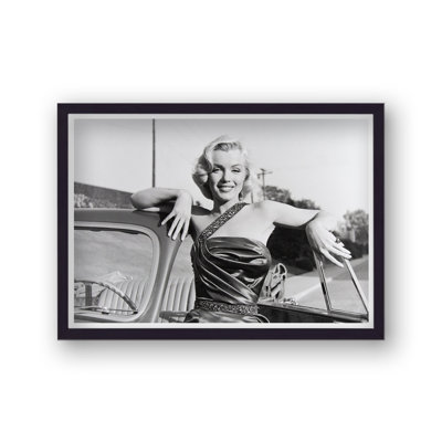 Marilyn Monroe Smilng In Single Strap Gown In Car Doorway - Single Picture Frame Print