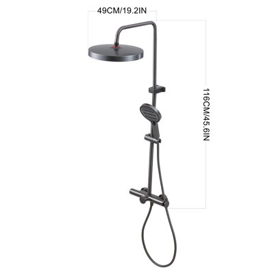 Gun Grey Space Aluminum Shower System, Dual Function Shower Faucet Set with 10" Round Rain Shower Head & 4-Mode Handheld Sprayer for Bathroom