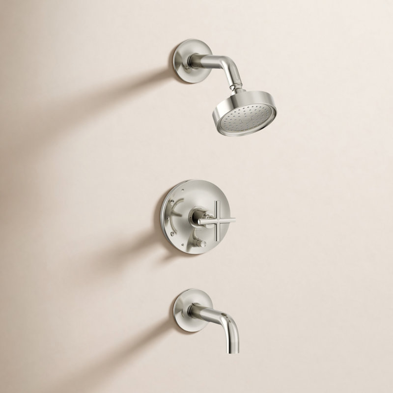 Purist® Rite-Tub and Shower Faucet, Vibrant Polished Nickel, Traditional Handle