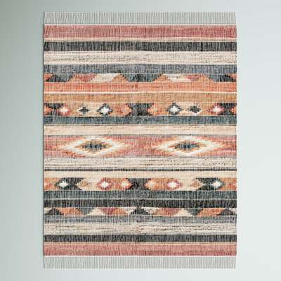 Friley Southwesten Flatweave Jute/Cotton Blue/Rust Area Rug