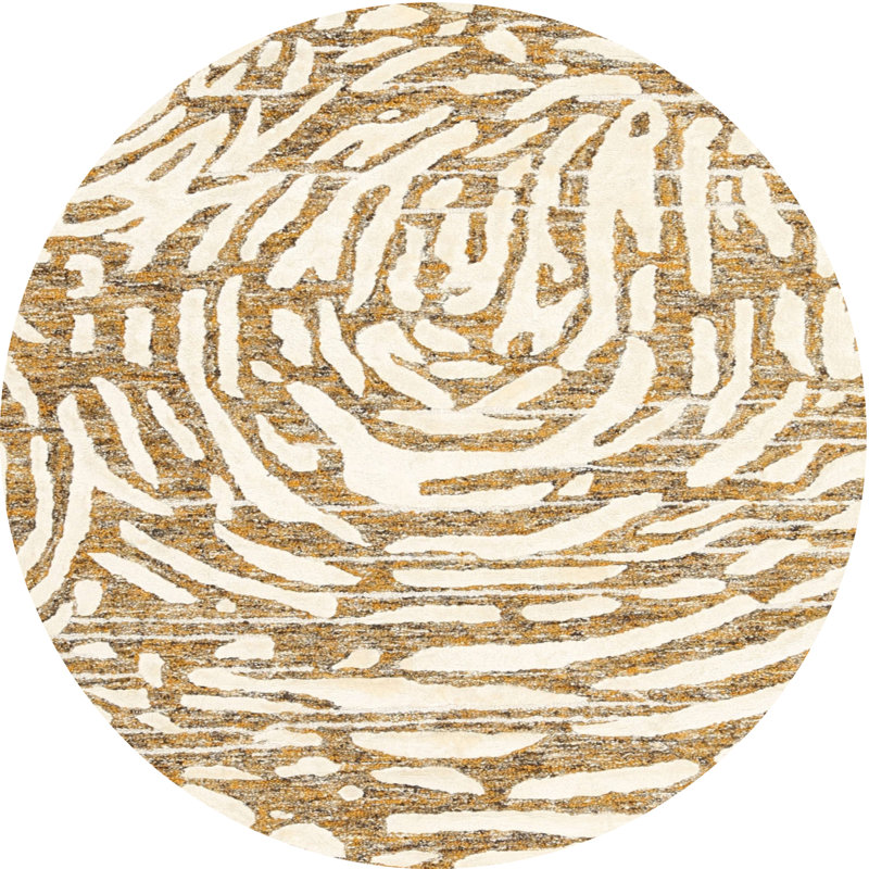 Tapis beige/brun contemporain, Rond 5 pi