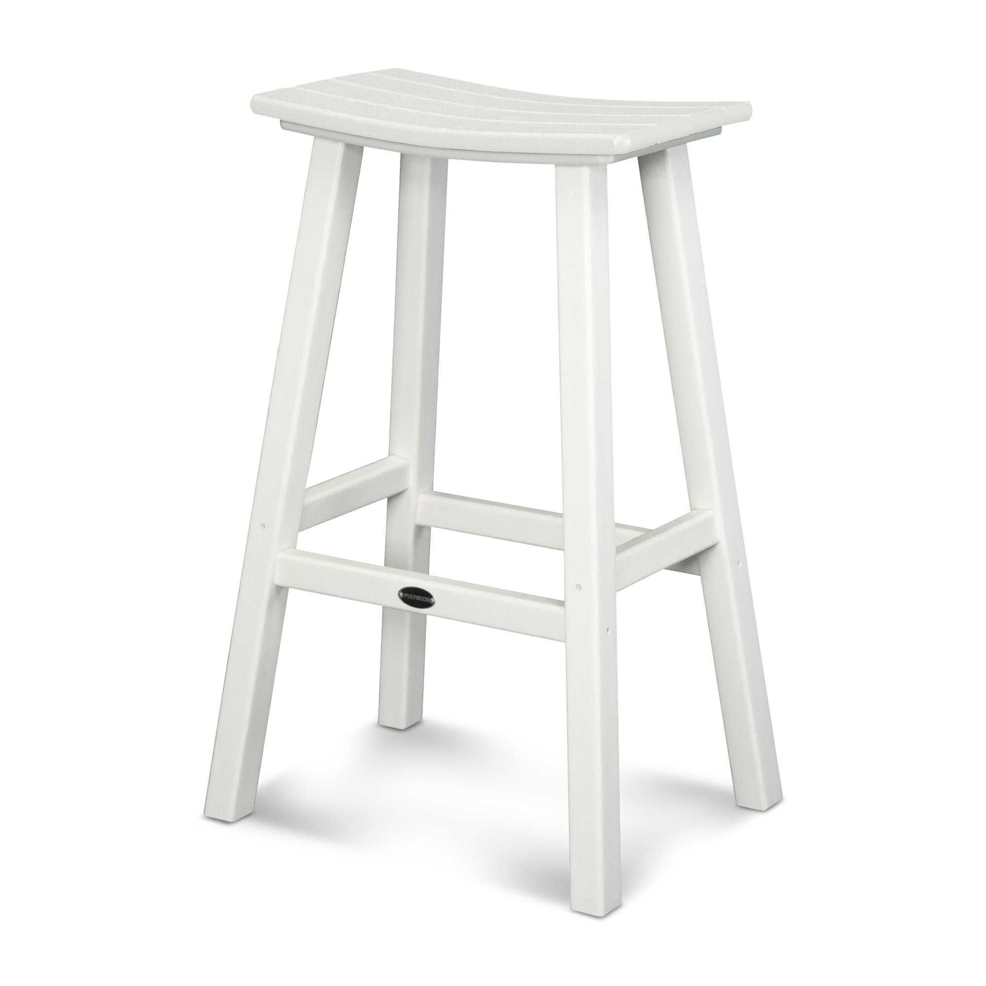 POLYWOOD Traditional Garden Patio Bar Stool, 29.75" H, White