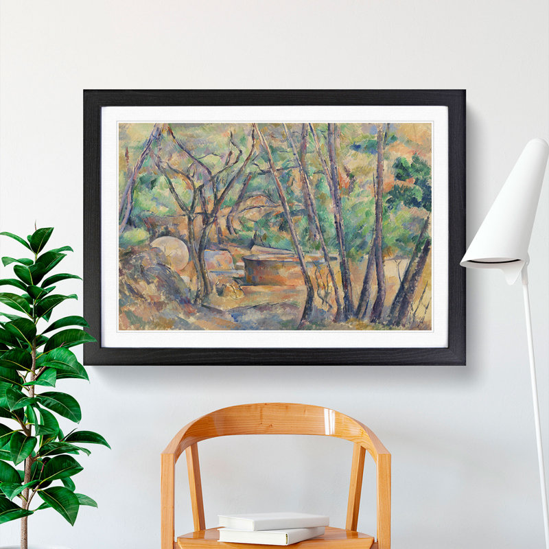 Millstone and Cistern by Paul Cezanne - Picture Frame Graphic Art, 27cm H x 36cm W x 2cm D, Black Framed