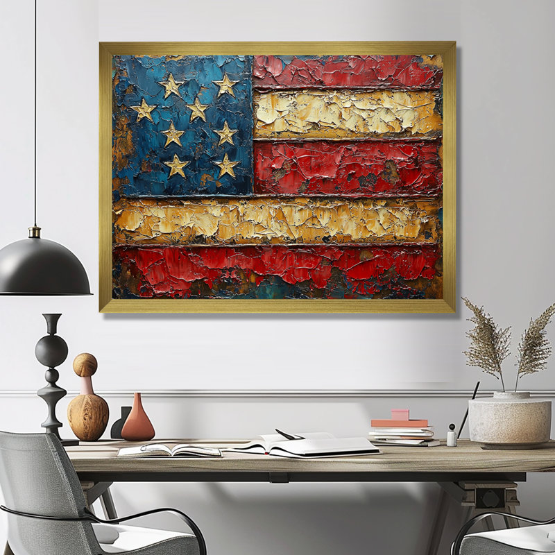 «Kulwinder - USA Patriotist», art mural, Reproduction encadrée d'une seule photo, H 12 po x l 20 po, Or