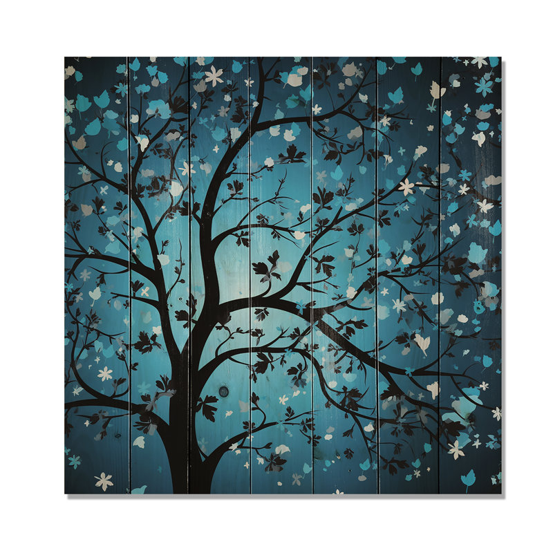 Arbre au clair de lune bleu Revery I - Arbre sur bois, H 15 po x l 15 po