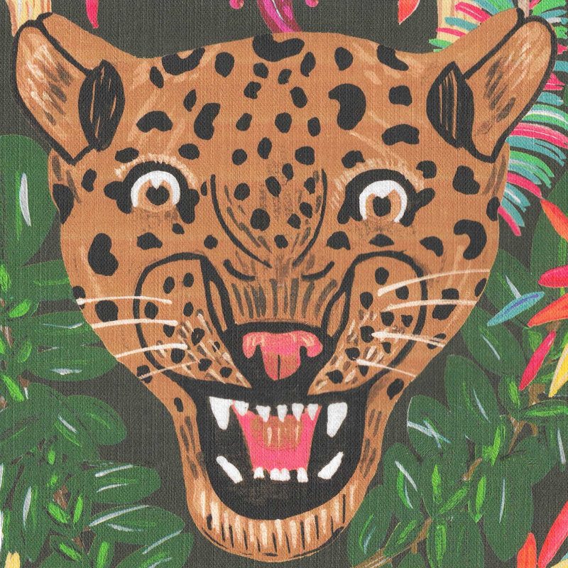 Fierce Leopard Square Pillow Cover, Midnight Green, 20" H x 20" W