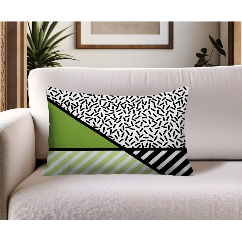 Oreiller rectangulaire intérieur / extérieur Shapira, Rectangulaire H 14 po x l 20 po, Chartreuse