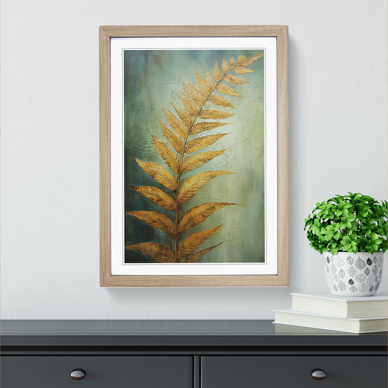 Fern Leaf Contemporary - Framed Print, Oak, 34cm H x 25cm W x 2cm D