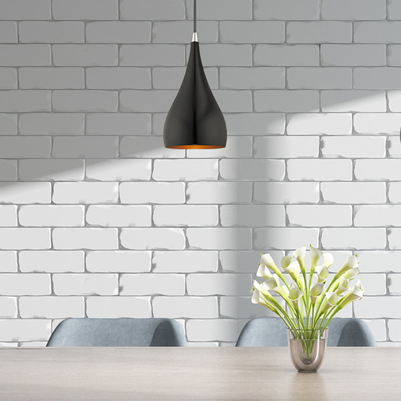 Luminaire suspendu en forme de goutte à 1 lumière Schultz, Noir brillant